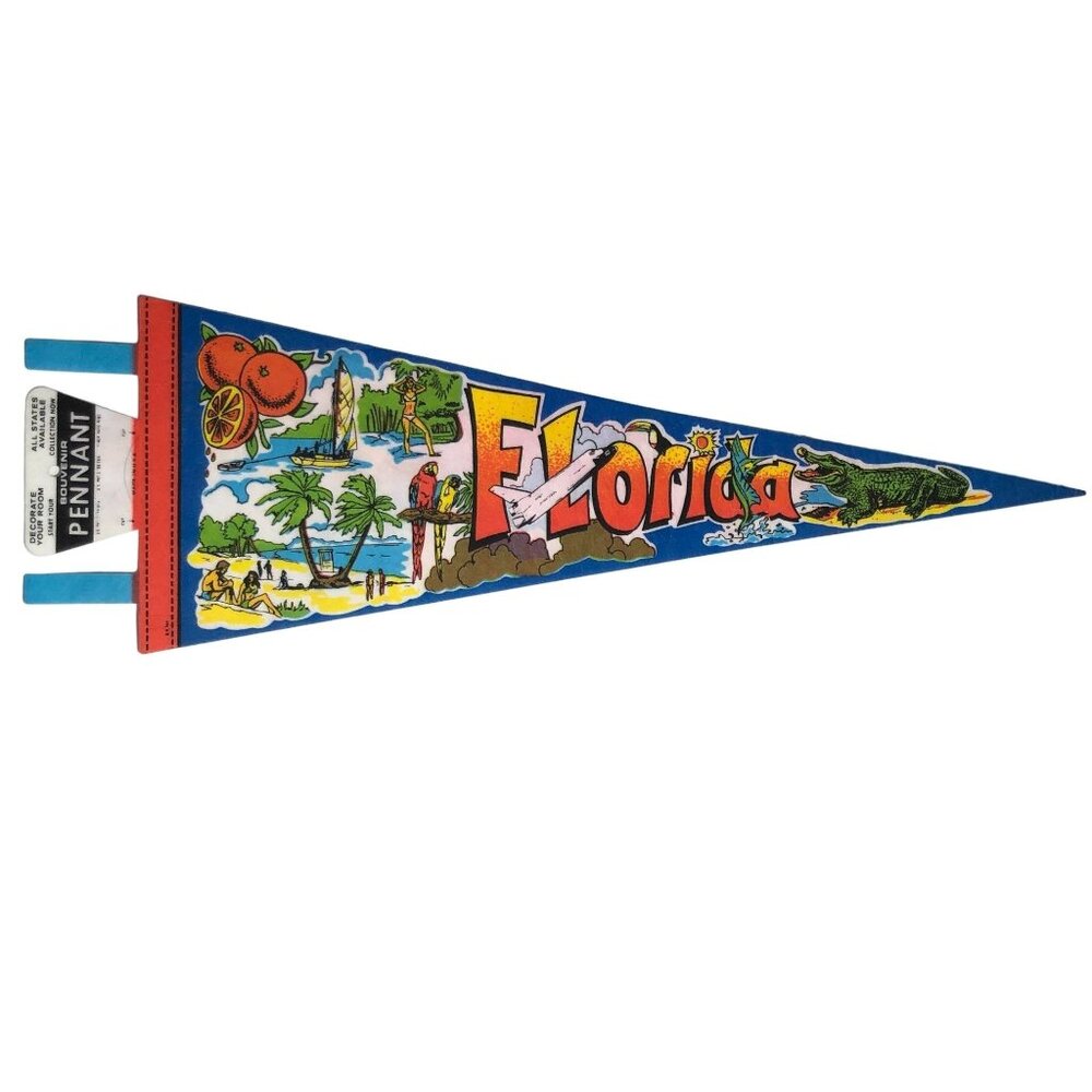 Vintage Florida Souvenir Pennant Shuttle Gator Orange Beach
